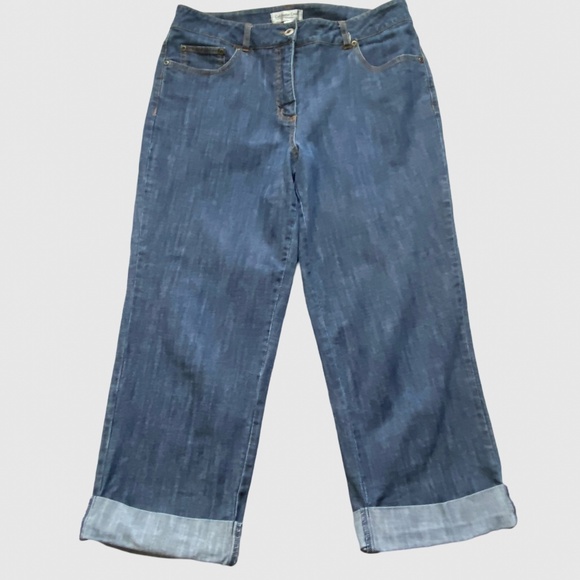 Coldwater Creek Womens Denim Cuffed Casual Vacation Capris-Sz-12 - Picture 1 of 16